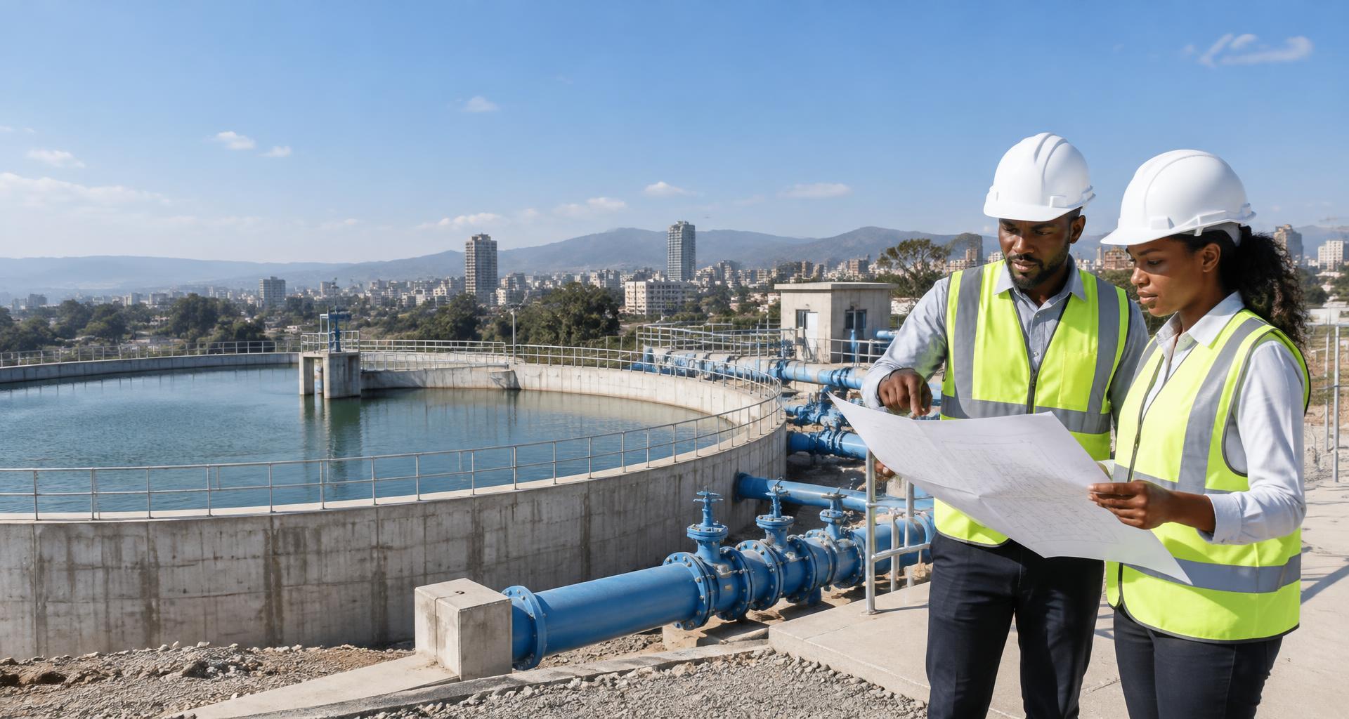 Engineers inspecting a water infrastructure site — illustrative image
